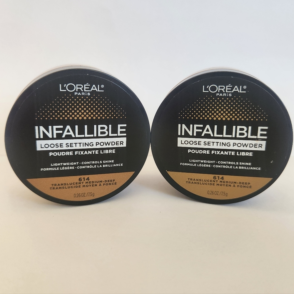 Set of 2 (two) L'Oréal Paris #614 Medium-Deep Tinted Loose Setting Powder